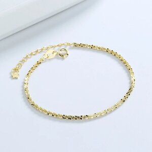 Women's 925 Sterling Silver Diamond Cut 1.8mm Rope Chain Bracelet 7.5" Italy I64